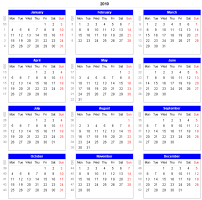 Excel Calendar Spreadsheet 12 Months with Days on Top